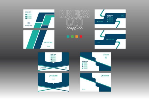 4 Colored Four File Vector Business Card