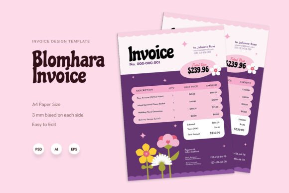 Bloomhara - Invoice: Modern Print Templates for Creative Professionals