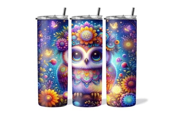 Cute Owl Tumbler Wrap Graphic