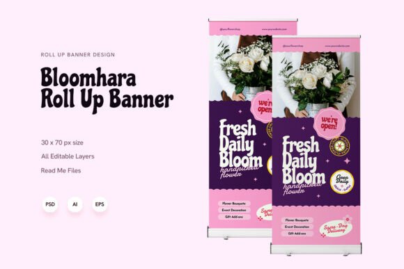 How to Elevate Your Brand with Bloomhara’s Roll Up Banner and Print Template Designs