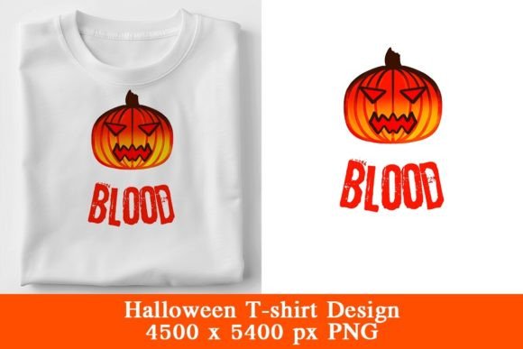 Pumpkin Blood Halloween T-Shirt Design: A Ready-to-Print Creative Asset for Diverse Applications