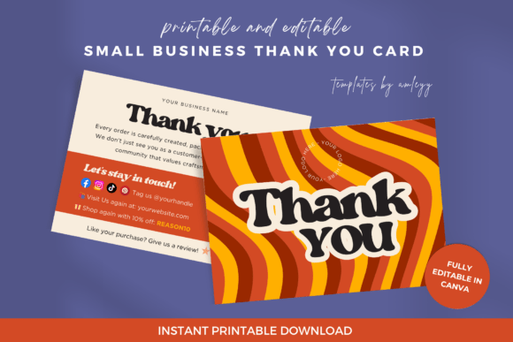 Retro Thank You Card Template – Canva